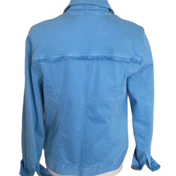 Sky Blue Chico’s Denim Jacket with Fraying Boho Chic  Festival StyleSize S - Picture 2 of 9